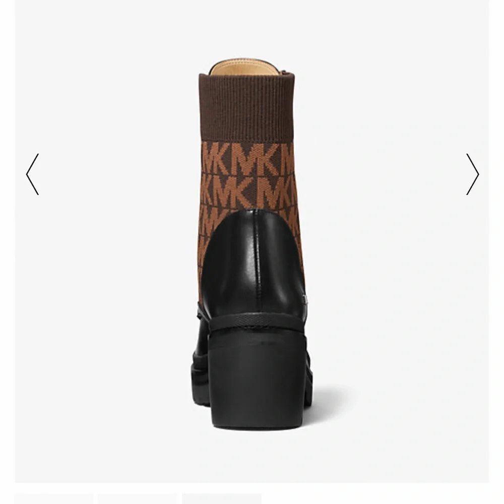 Michael Kors Brea Leather and Logo Jacquard Combat Boot ✨brand new✨ - Picture 4 of 10